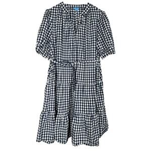 Draper‎ James Loretta Shirt Dress Gingham Blue & White 1x Plus Cotton Pockets